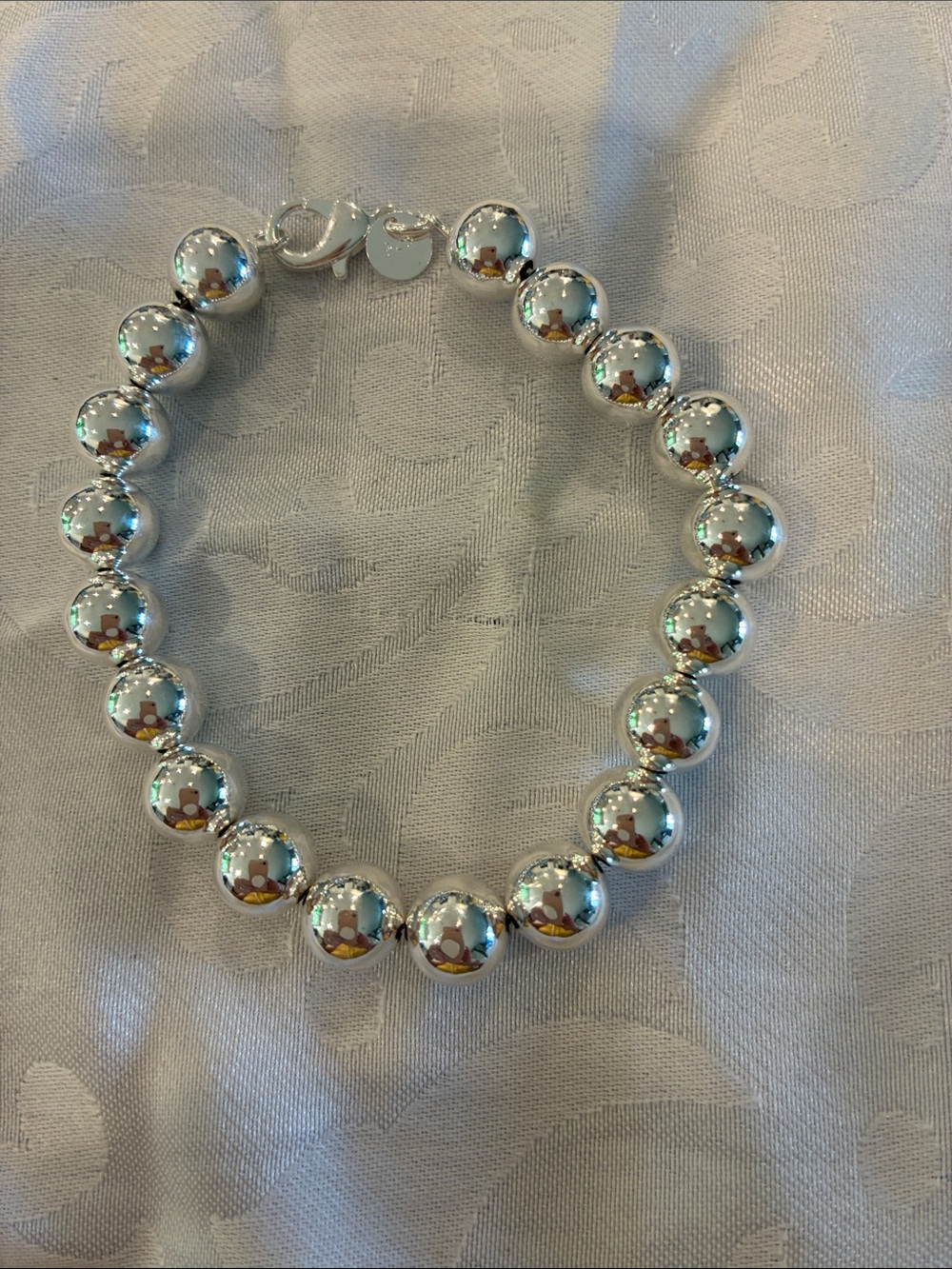925 Sterling Silver Beaded Bracelet - Silver